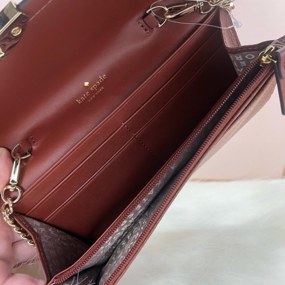 Kate Spade ♠️ NWT Brown Studded Clutch/Wallet - Picture 7 of 8
